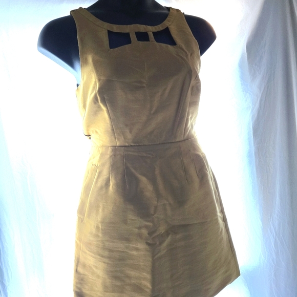 Elegant Gold Sleeveless Dress - Picture 4 of 12